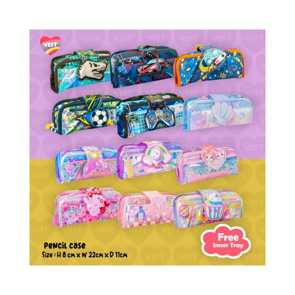 

VEST FUNNY ANIMAL 2-in-1 Pouch - Pencil case tempat pencil anak dengan free tray 09132