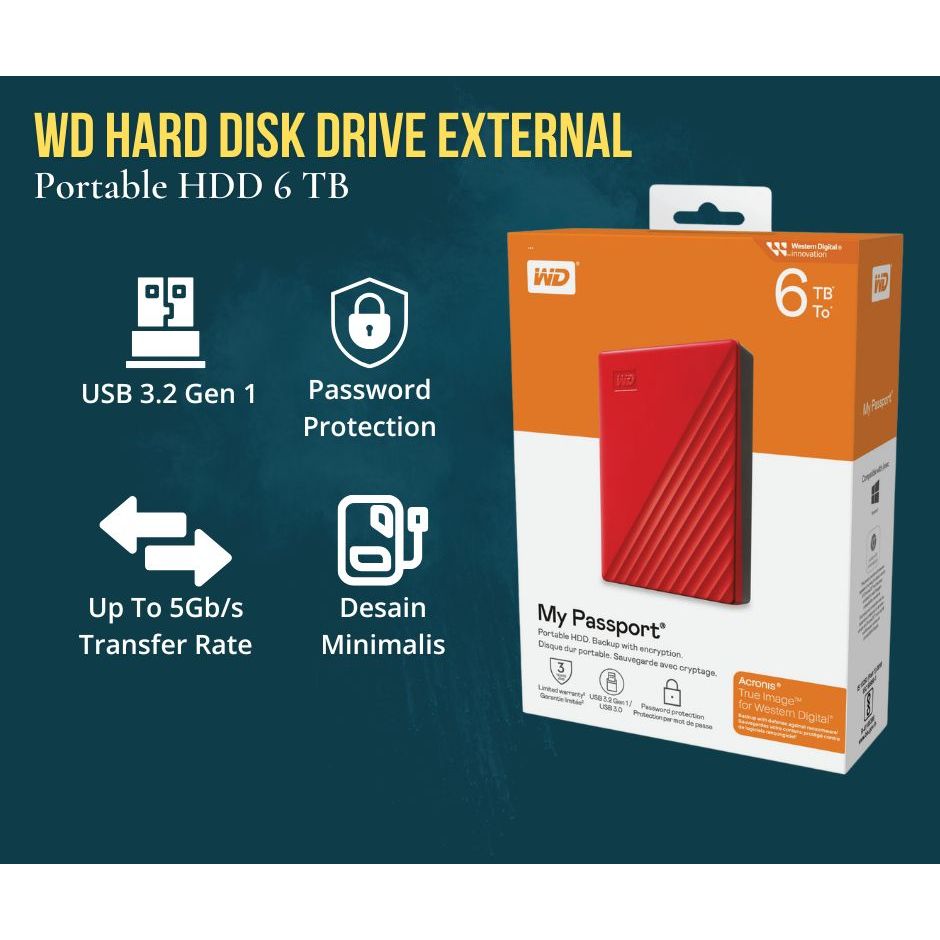 HARDISK 4TB WD MY PASSPORT HDD EXTERNAL / WD MY PASSPORT