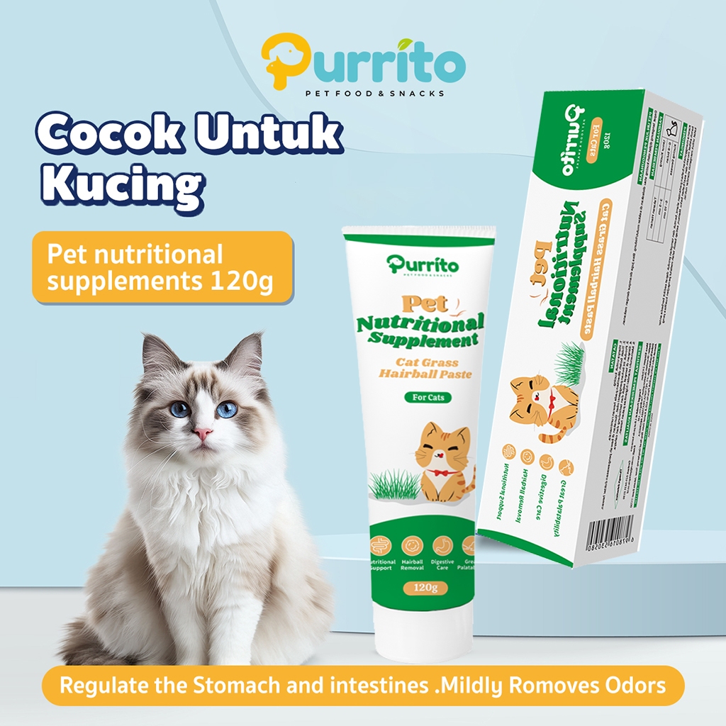 Pasta Nutrisi Kucing 120g untuk Pencernaan Nafsu Makan Imun dan Hairball
