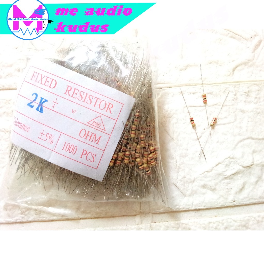 RESISTOR /R (1/4 )WATT BERBAGAI UKURAN 2K/ 2K2/ 2K7/ 2M2/ 3K/ 3K3/ 4,7 OHM/ 4K7/ 5,6 OHM