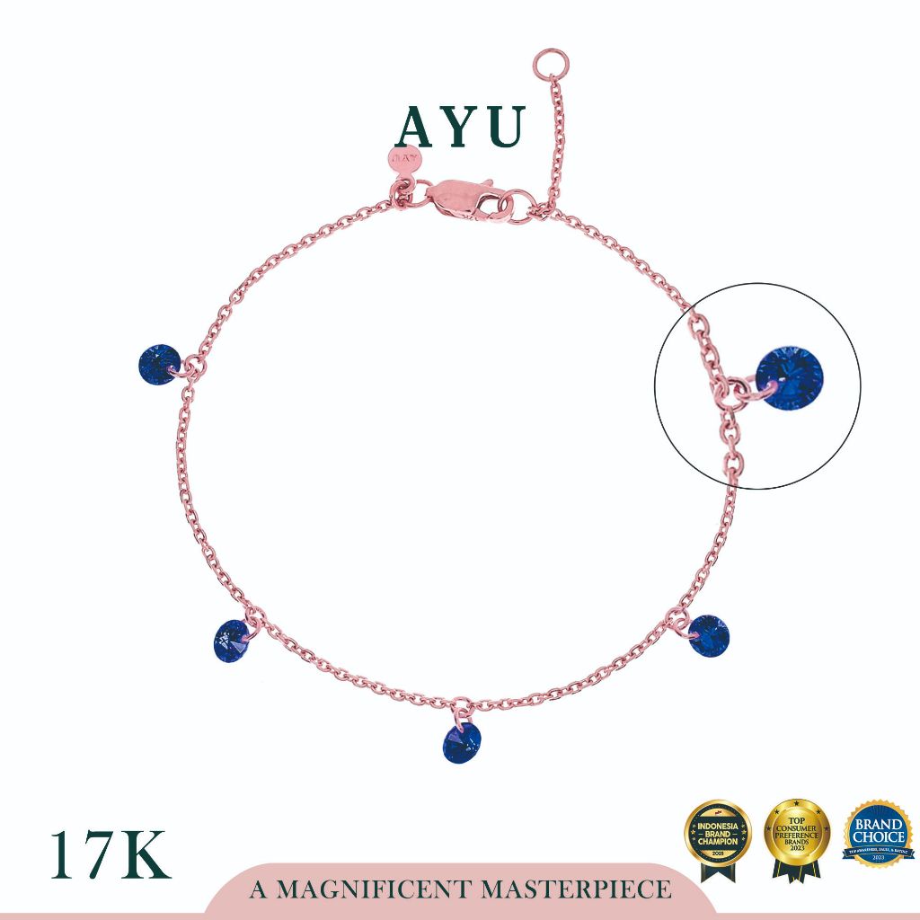AYU Gelang Emas Korea - 5 Candy Pop Chain Bracelet 17K Rose Gold
