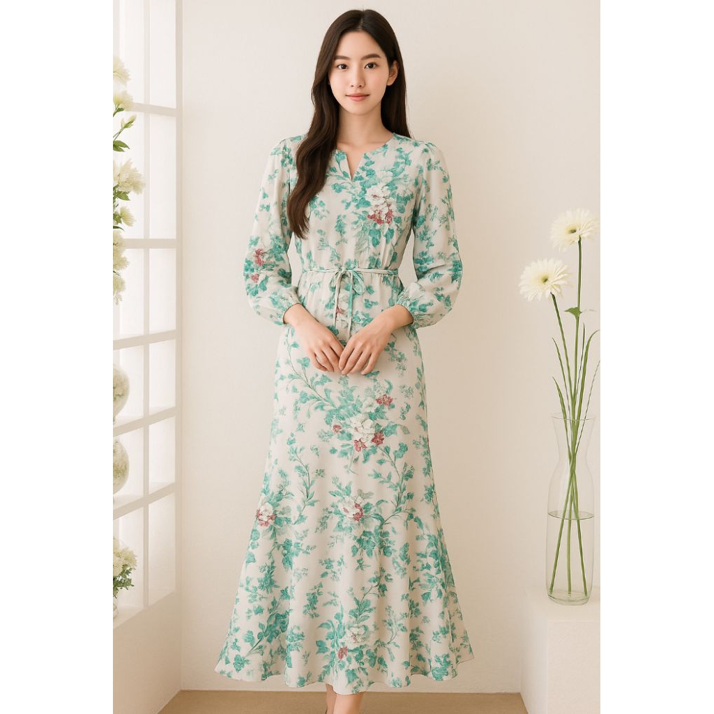 Ootd-Aimei fishtail Gamis Kondangan Pesta Maxi dress viral vintage Korean style gamis duyung fishtai