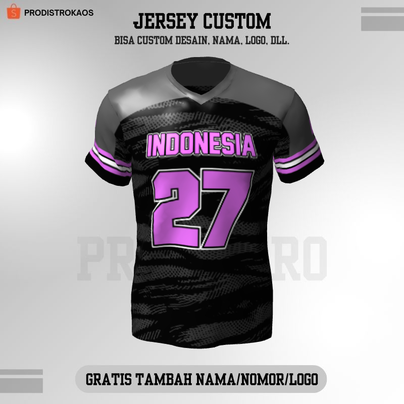 Baju Kaos Jersey Olahraga Badminton Pingpong Lari Volly dll - Jersey Futsal Retro Vintage Hitam Abu 