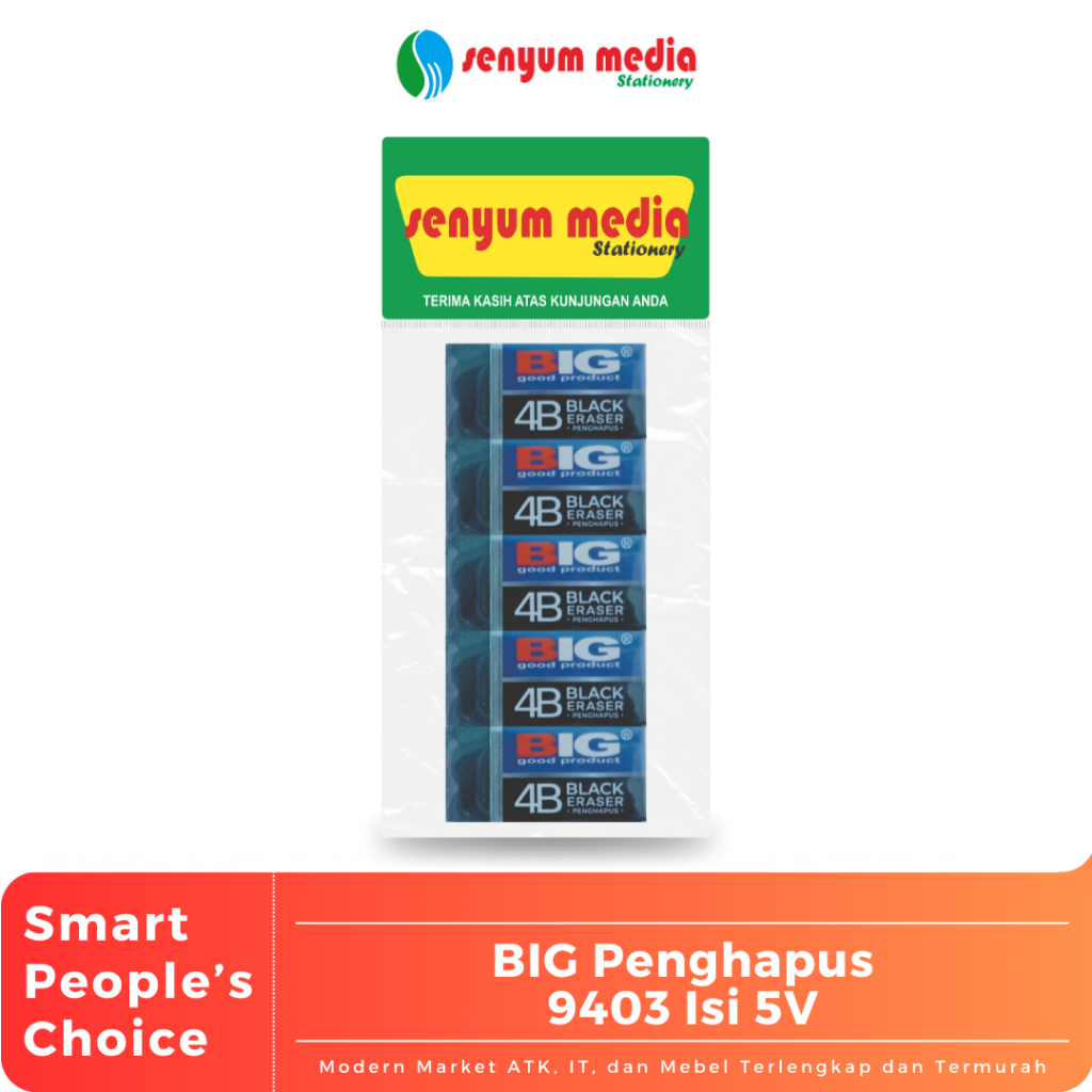 

BIG - Penghapus Pensil Hitam Kecil Set type 9403 | Penghapus kecil praktis ( 1 Set Isi 5 Pcs ) (S:SET)