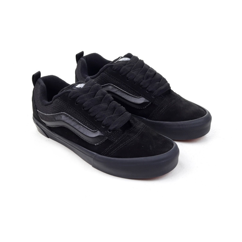 KNU SKOOL PREMIUM TALI GEMUK HITAM POLOS UNISEX SEPATU SKENA OOTD TRANDY FULL BLACK PRIA WANITA