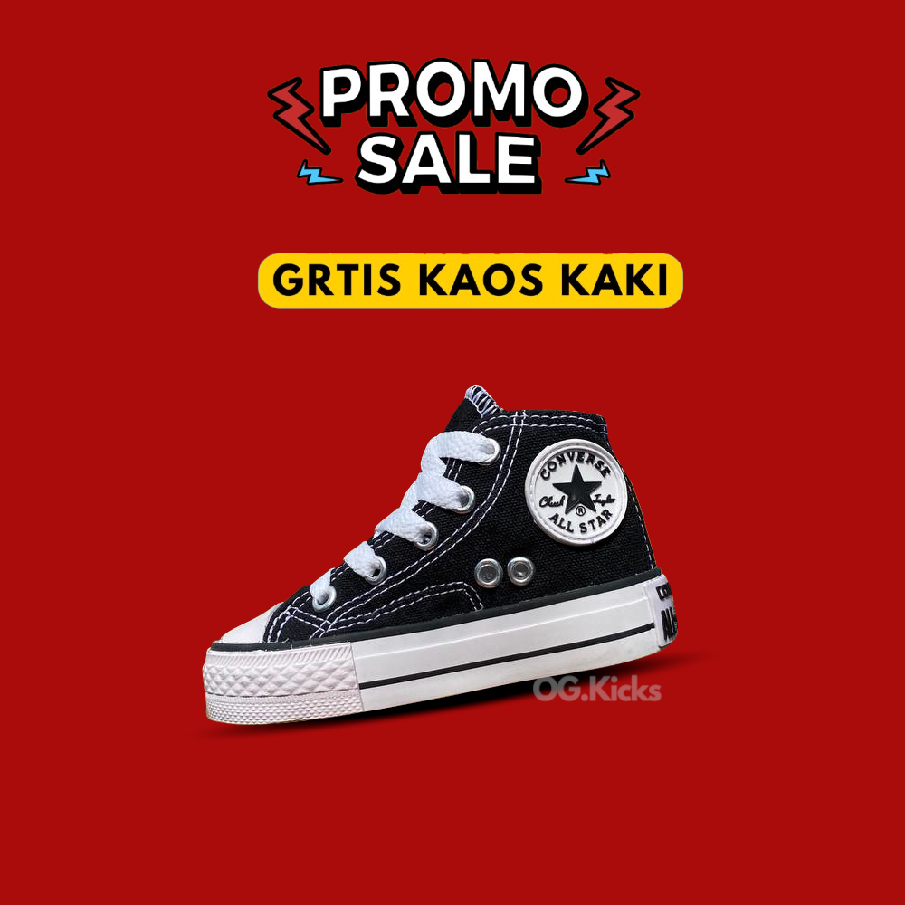 Sepatu Anak Converse All Star Hitam Laki Laki Perempuan Sd usia 1 2 3 4 5 6 7 8 9 10 Tahun Premium i