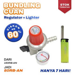 CAISAR - Paket Bundling Regulator Kompor Gas Meter High Pressure Smart (HMS) + Pemantik Kompor Gas P