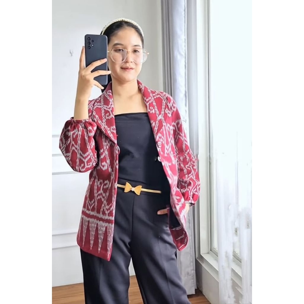 Blazer tenun premium blazer tenun jepara blazer elegant baju Tenun Jepara