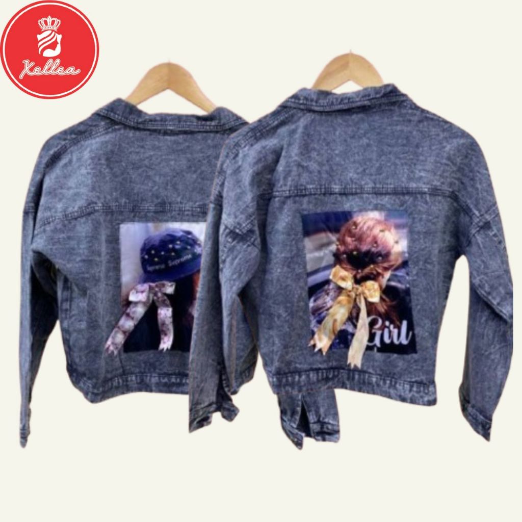 Jaket Jeans Kancing Kerah Kemeja Outer Lengan Panjang Tebal Model Simple Terbaru Cantik - XELLEA