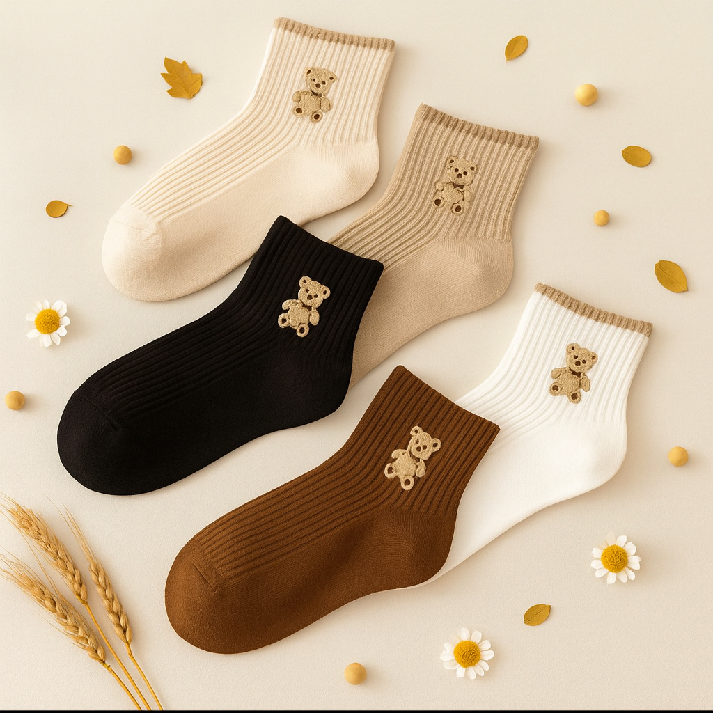 Kaos Kaki Lucu Model Beruang Bundle 5 Pasang - Regullus