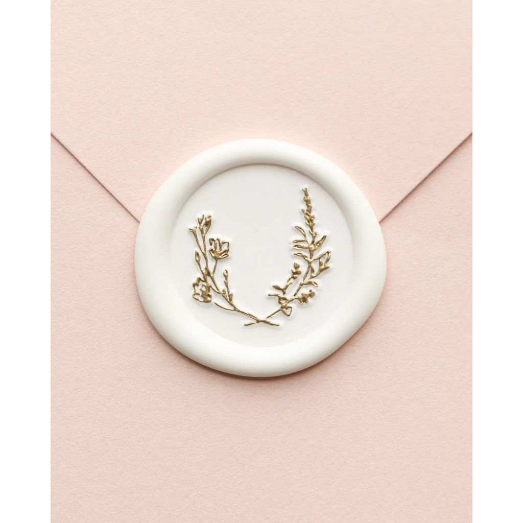 

(WGI) Barley (White Gold INk) - 1 Pcs seal wax coin sticker siap pakai ready stock (Include double tape) / souvenir pernikahan / accesories / calligraphy / journaling / undangan / hampers