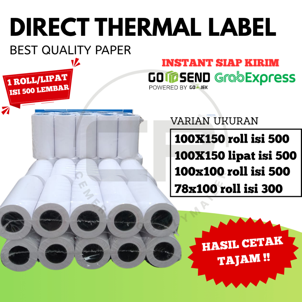 

STICKER LABEL THERMAL 100x150 100x100 78x100 ISI 500 BARCODE OLSHOP RESI PENGIRIMAN LABEL THERMAL