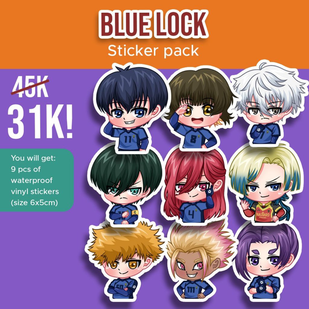 

Stiker pack anime blue lock (isi 9 karakter) anti air