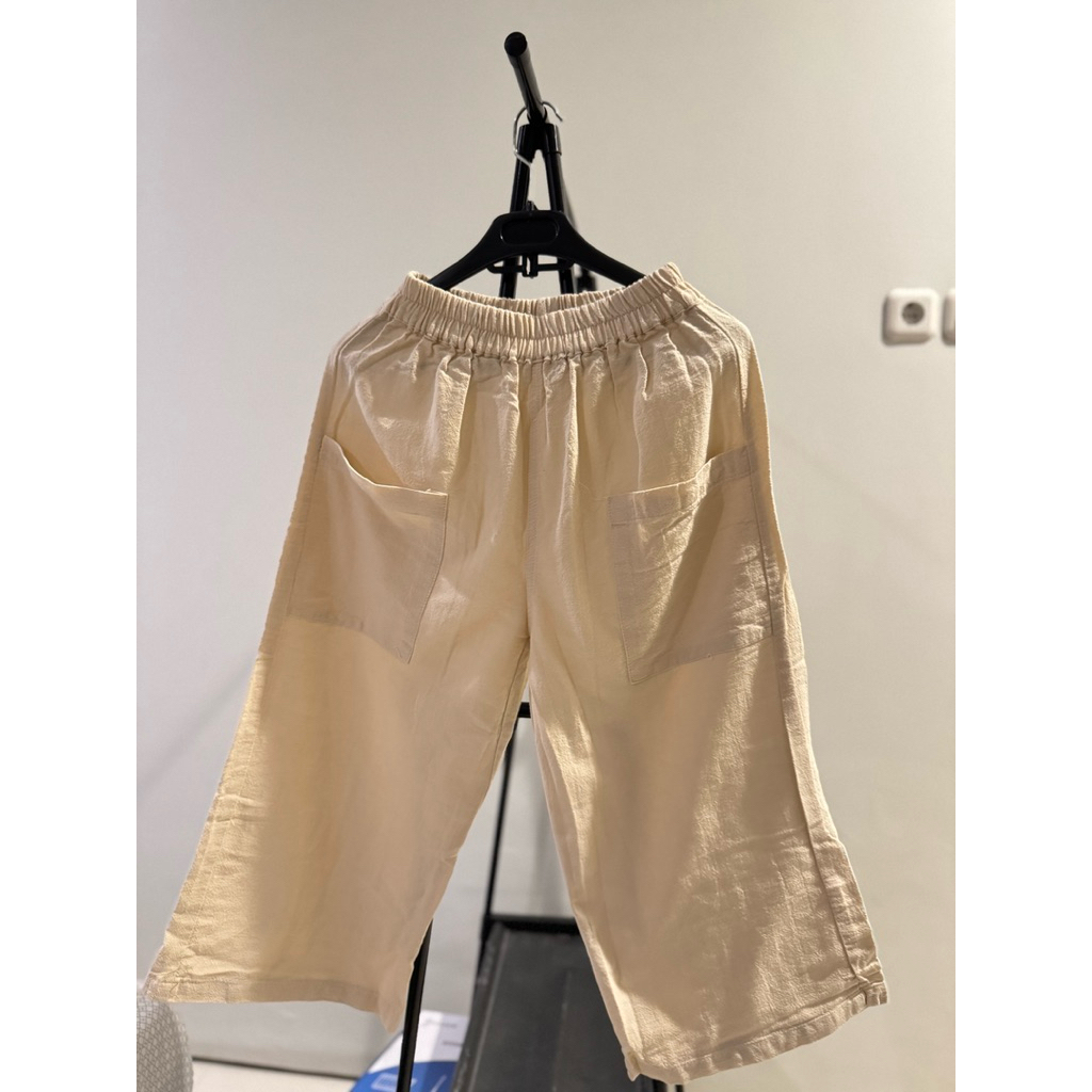 Celana Kulot Wanita Linen Pants Ivory all size (Preloved)