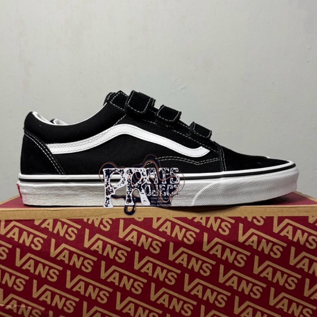 Vans Old Skool Velcro Black White Original Resmi PT Navya Retail