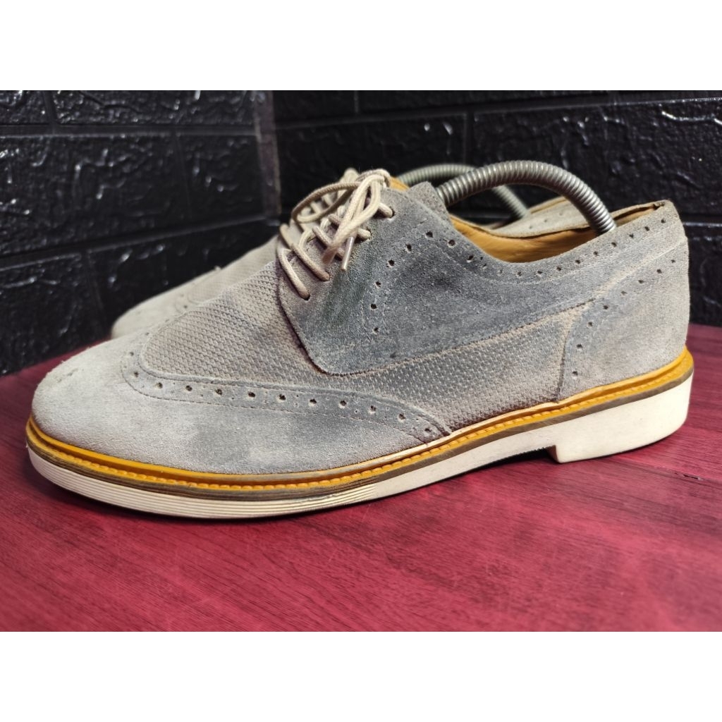 Sepatu Geox Respira Italian Patent U DAMOCLE U820SB Wingtip (suede-abu)  ,size 42,5,insol 27cm