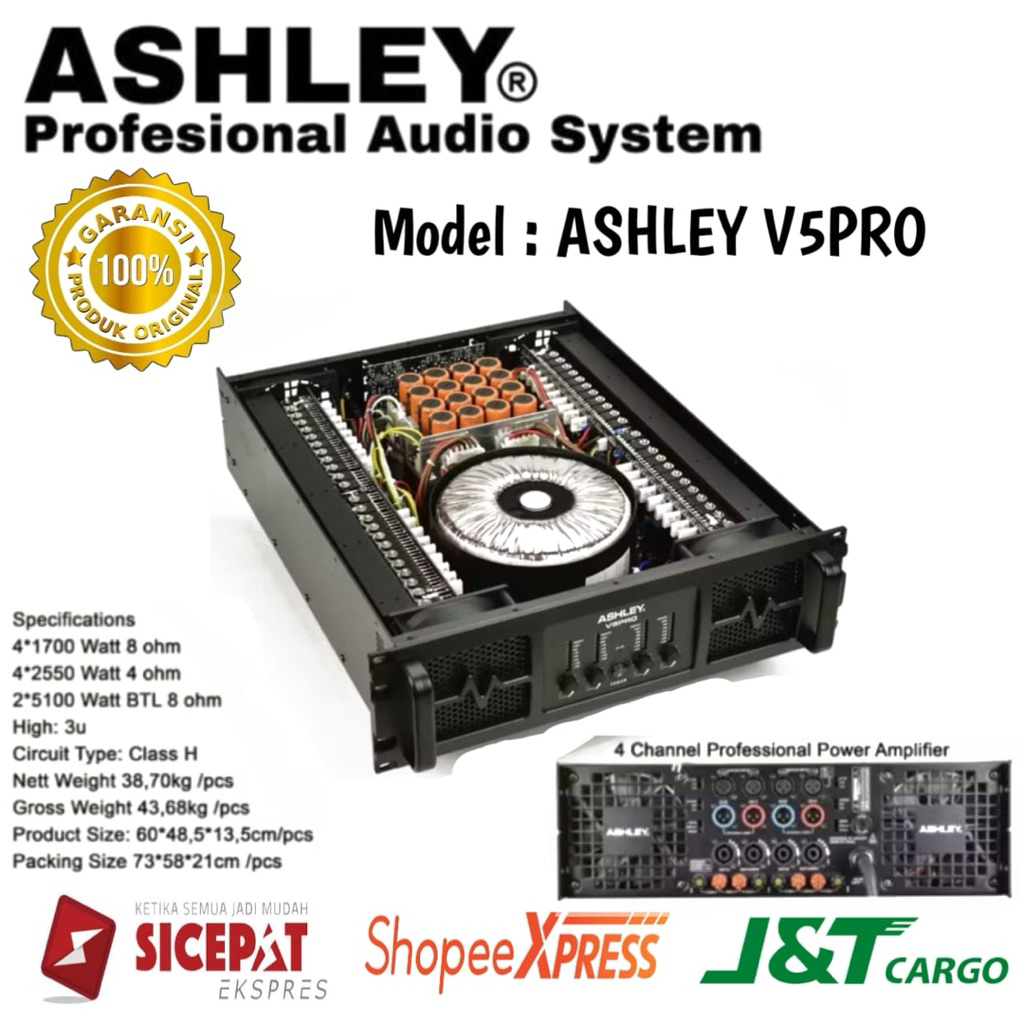 Power Amplifier Ashley V5pro Original Power amplifier ashley 4 Channel Class H