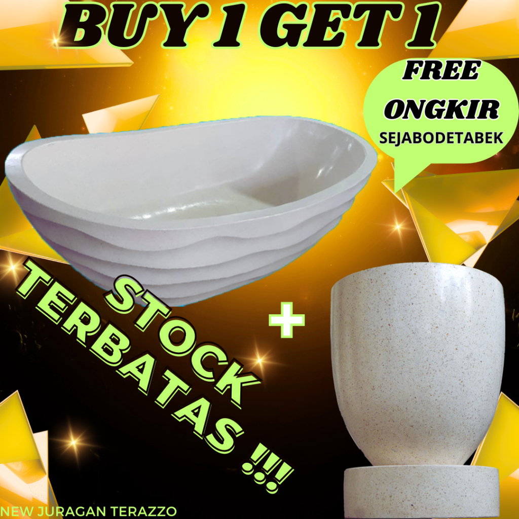 JURAGAN TERASO | BUY 1 GET 1 BATHTUB TERASO ESTETIK - bathtub terrazzo - bathtub teraso Gelombang