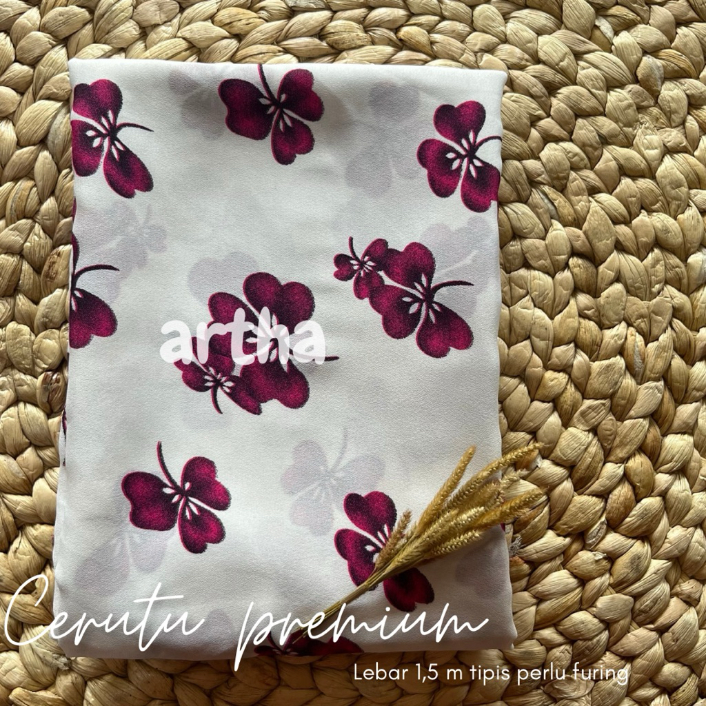 kain ceruty premium motif bunga bahan gamis motif