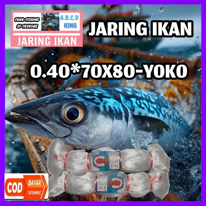 JARING IKAN SENAR 040-70x80 YOKO / JARING IKAN 0.40 / JARING IKAN COD / JARING PUKAT SENAR