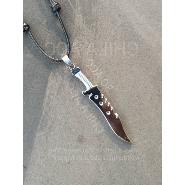 Grosir Kalung Tali Liontin Pisau Komando Knife Armi 3Mata Gaul Fashion pria Wanita Gold Silver Black