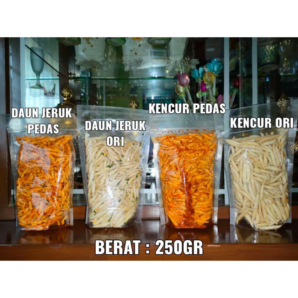 

Cemilan Tiktuk Citruk Pedas Daun Jeruk / Citruk Cikur Pedas Cikruh 250gram