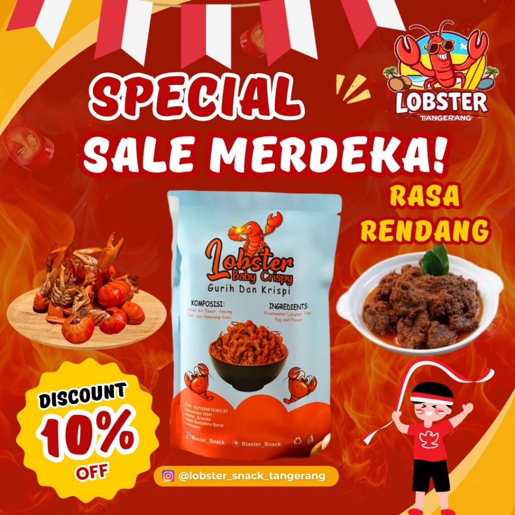 

Lobster Air Tawar Crispy Cemilan 100 Gram Rasa (Rendang)
