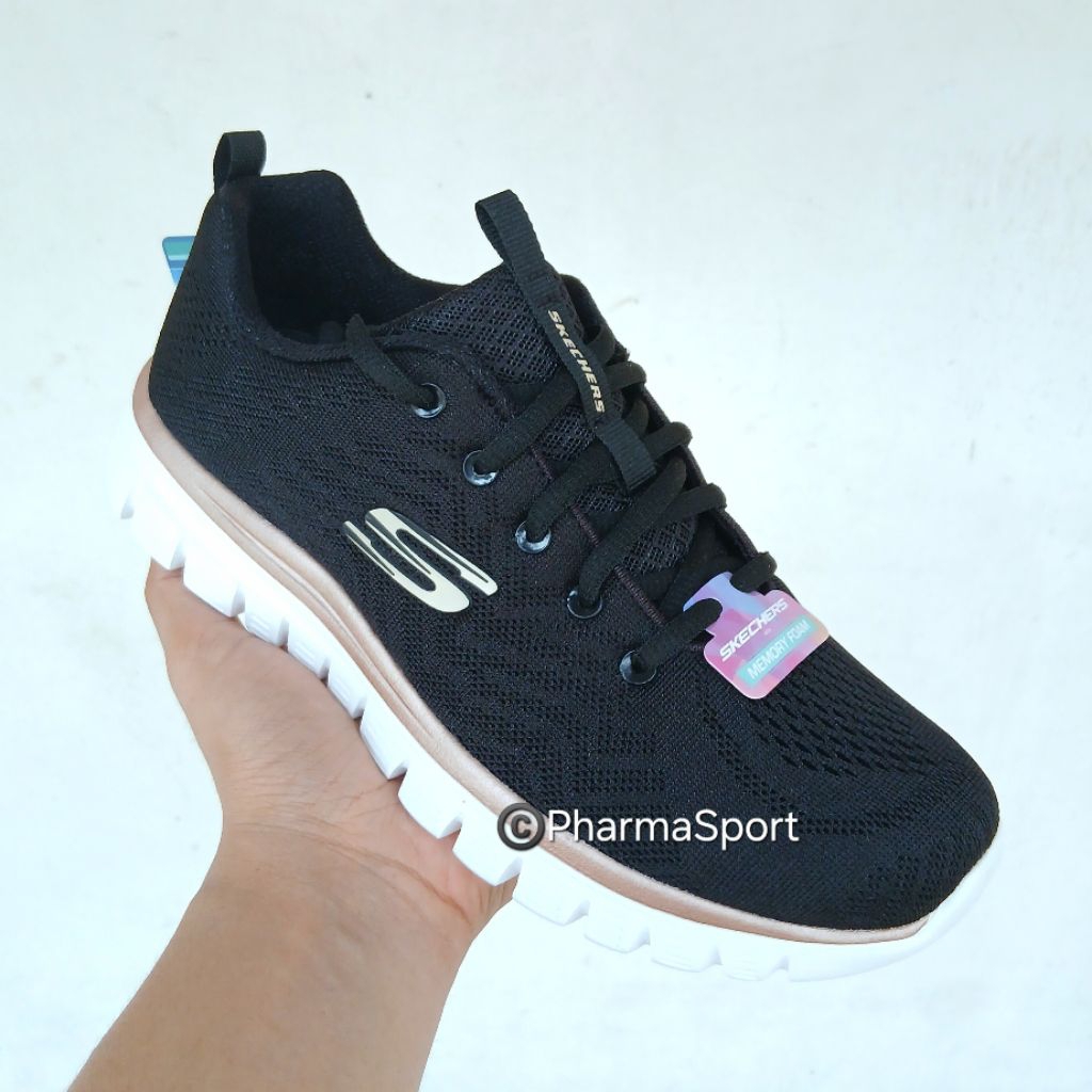 Sepatu Skechers Graceful Black Gold Size 38 Original Murah Sale Diskon 70%