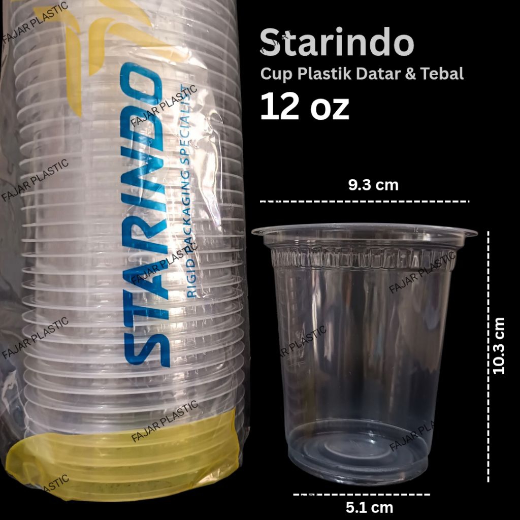 Gelas Cup Plastik Starindo 12oz - Gelas Datar Starindo