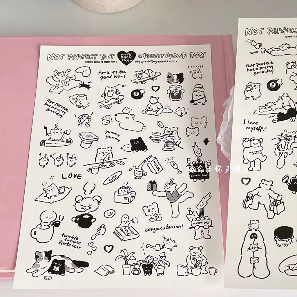 

[ STERY ] Stiker anak anjing lucu Korea, buku panduan dekorasi, kolase, stiker tanda kartu kecil, mengejar bintang