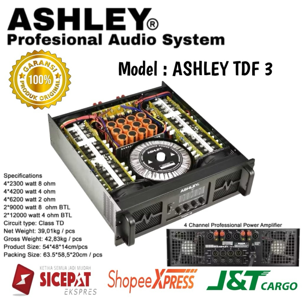 Power Amplifier Ashley Tdf 3 Original Power amplifier ashley 4 Channel Class TD