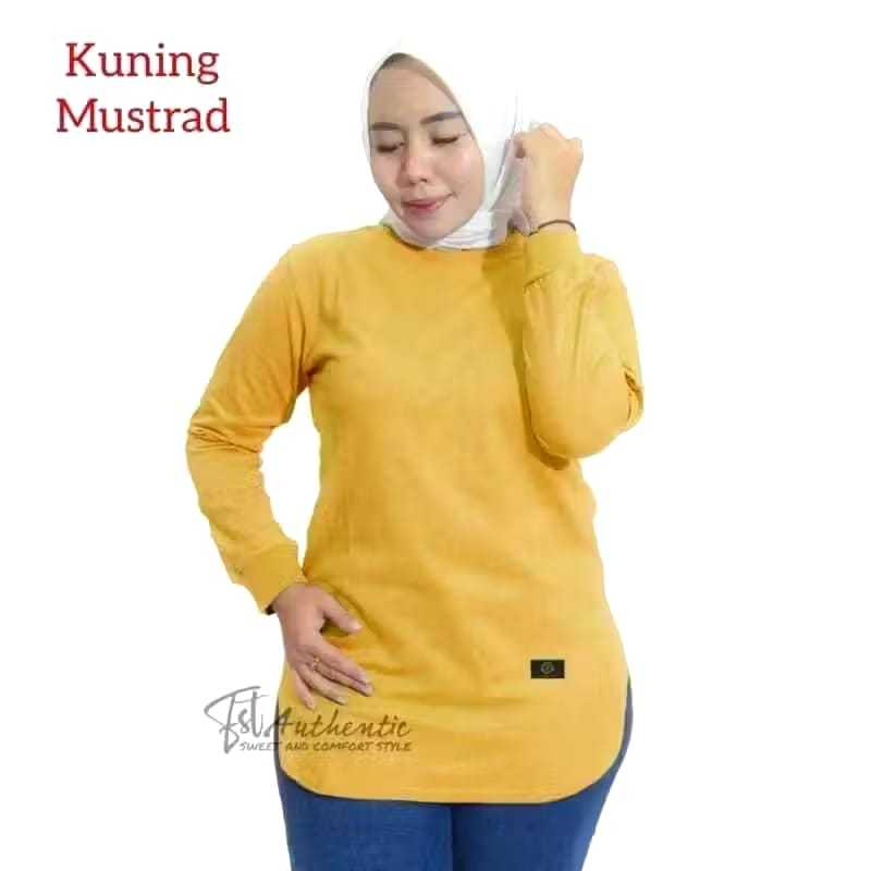 Kaos Polos Wanita Lengan Panjang oval Baju kaos Oval atasan lengan panjang