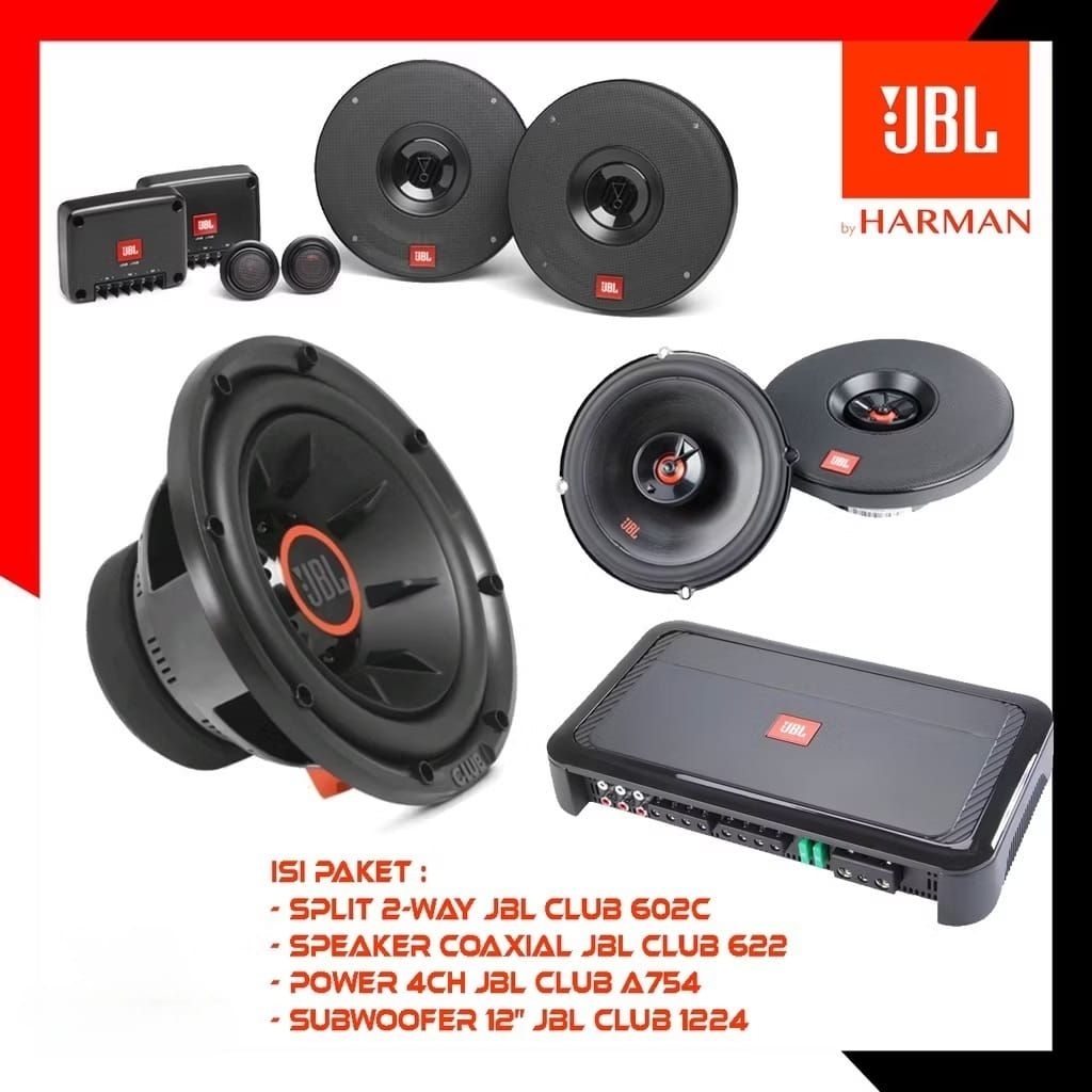 Paket Audio Mobil JBL CLUB KOMPLIT