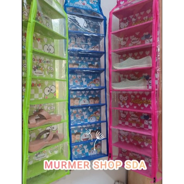 RAK SANDAL DAN SEPATU GANTUNG 8 SUSUN TERTUTUP ANTI DEBU MURAH | TEMPAT WADAH SEPATU 8 TINGKAT ANAK 