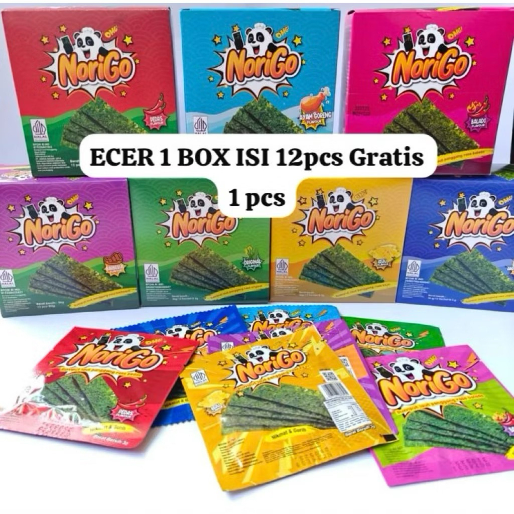 

Norigo cemilan rumput laut 1 box isi 12+1