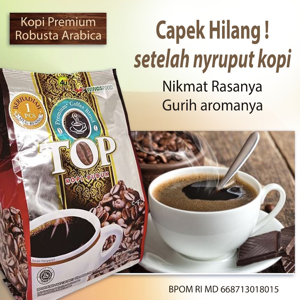 

Kopi bubuk Premium Murni BEST SELLER Tingkatkan Konsentrasi kembalikan semangat cegah ngantuk lelah loyo sekali Sruput kepala tidak puyeng mata kembali terang aroma Gurih rasa nikmat ~ top coffee premium 350gr