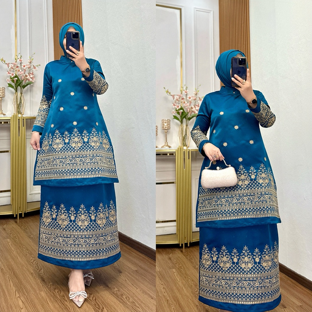 Setelan Baju Kurung Melayu Bordir / Baju Kurung Melayu Kekinian / Baju Kurung Melayu / Baju Kurung K