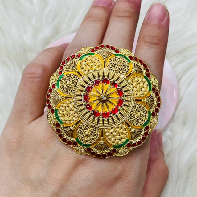 cincin kerawang motif dubai jumbo mewah elegant uk 15 adjust emas asli kadar 700