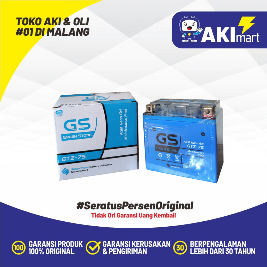 Aki Motor GS Green Stone  GTZ-7s Aki Vario, Satria Fu 150cc 6Ah