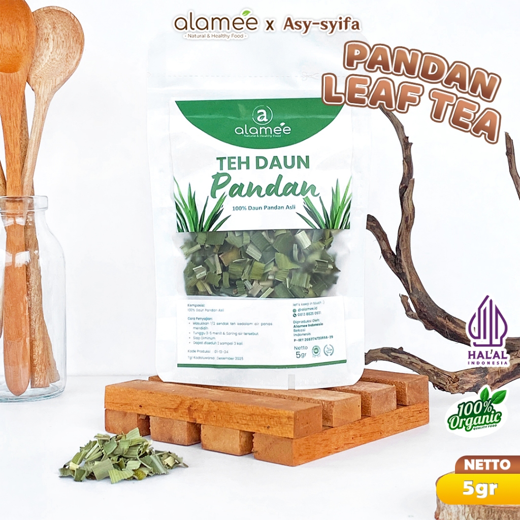 

ALAMEE Teh Daun Pandan Kering Leaf Tea Organik Alami Minuman Herbal Siap Minum Seduh 5gr