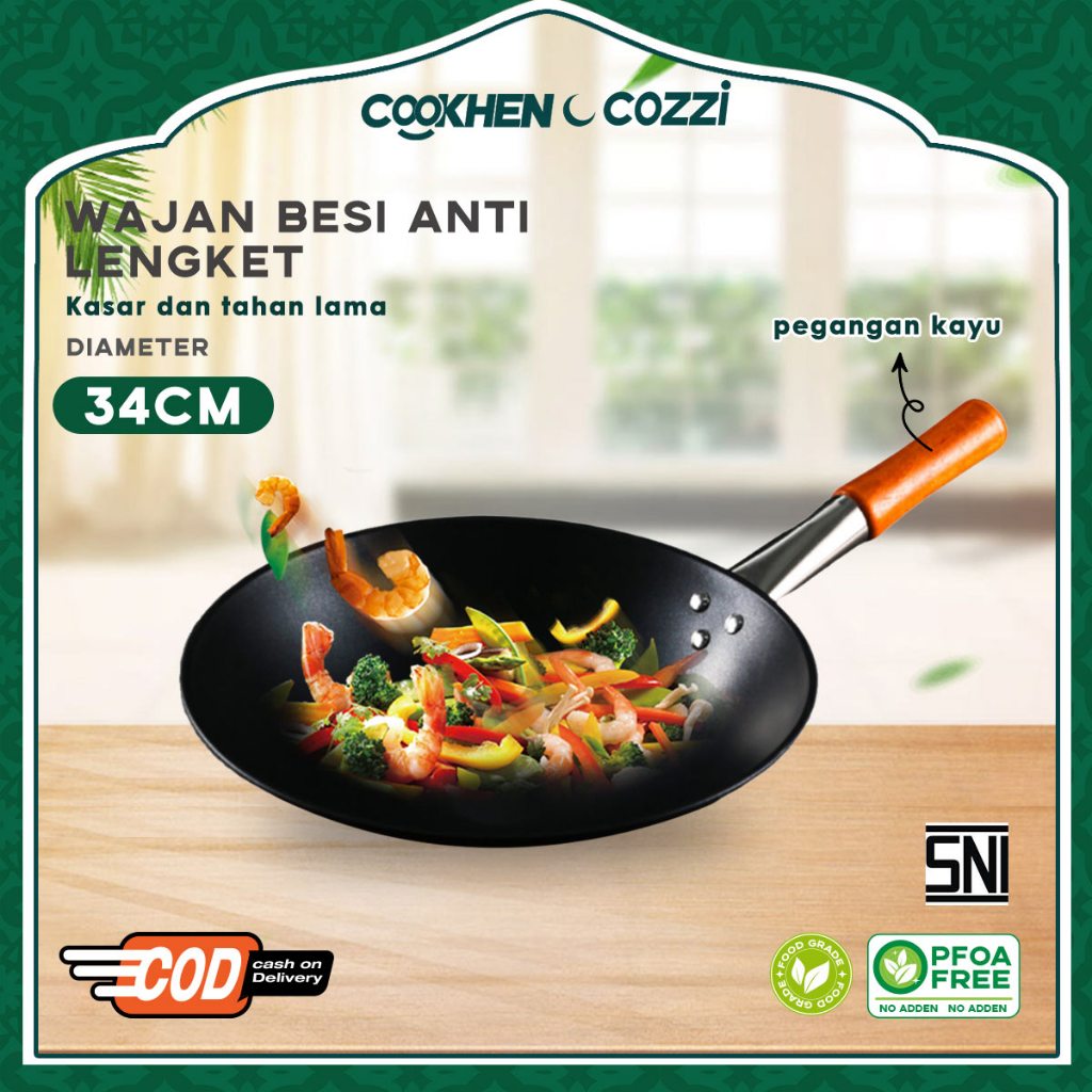 Cookhen Wajan Seasoning Wajan Baja Wajan Kuali 34cm Wajan Masak【COD】