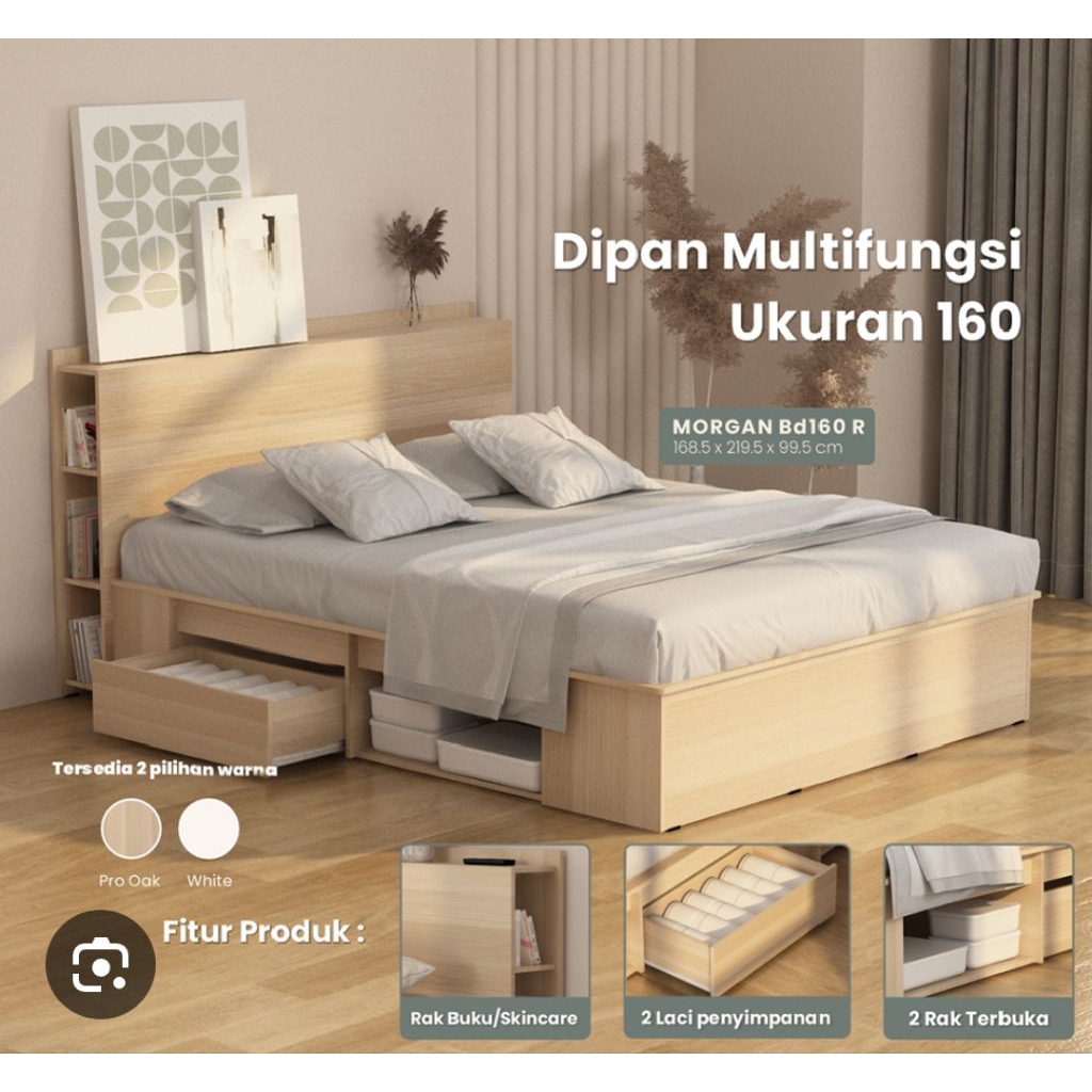 Pira Bavarian - Morgan BD 160 Dipan / Ranjang / Tempat Tidur Dengan Laci Penyimpanan