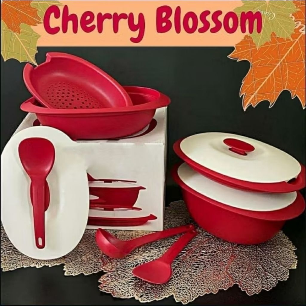 NEW Cherry Blossom Collection Tupperware/ Blossom merah / Prasmanan Tupperware