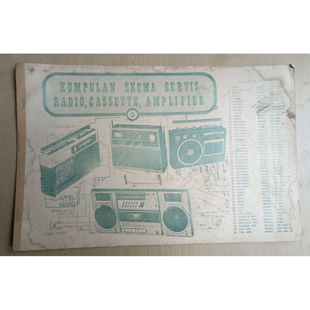 buku kumpulan skema servis radio, cassette, amplifier lawas bekas jadul