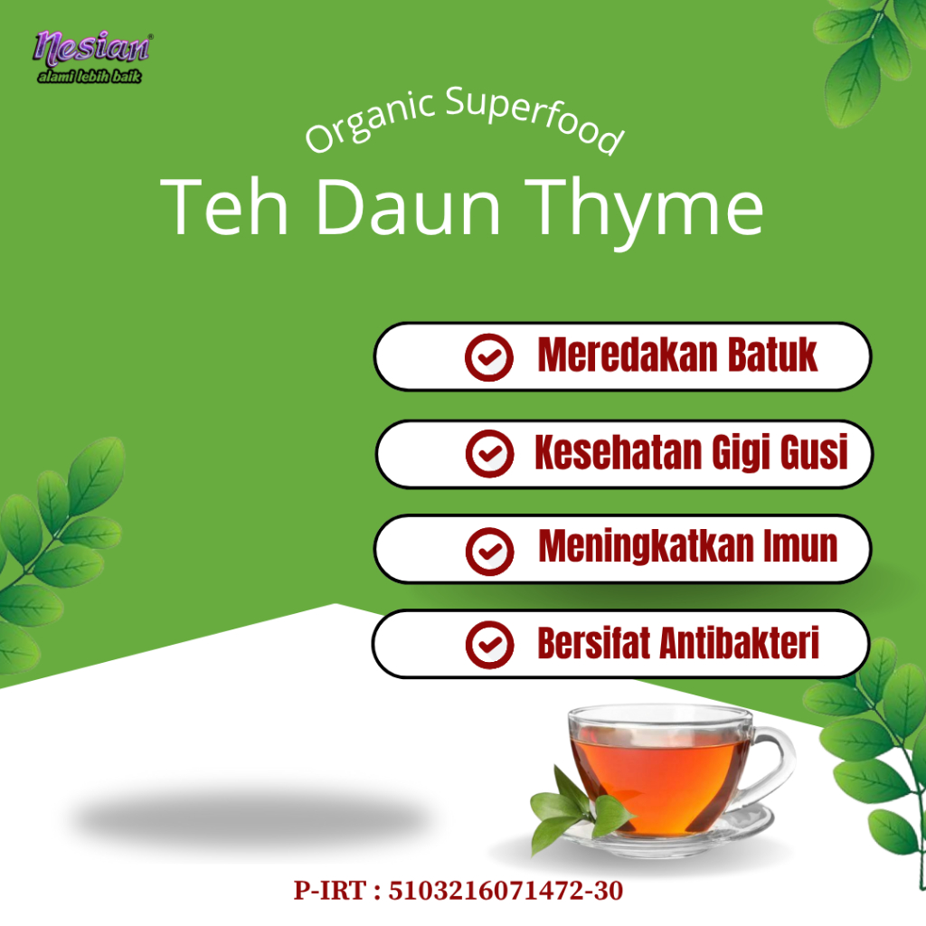 

NESIAN TEH DAUN THYME | TEH HERBAL | THYMUS VULGARIS | 20 KANTONG TEH