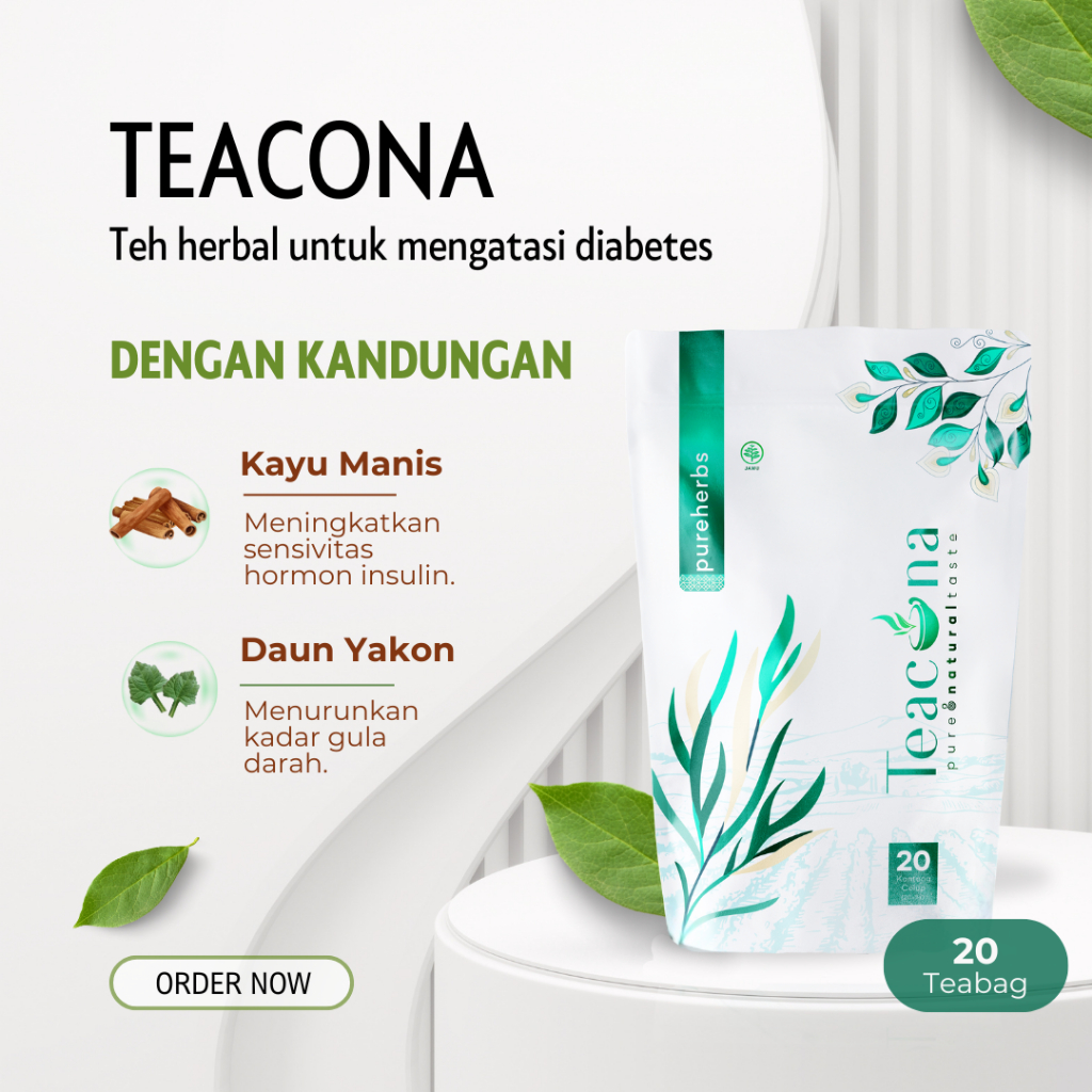 

Teh Herbal Diabetes Terampuh Teacona Penurun Gula Darah Tinggi Isi 20 Pouch
