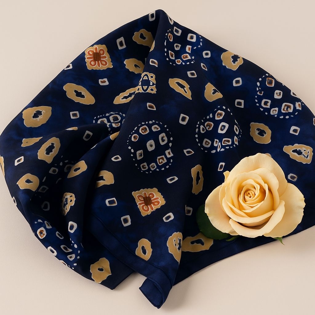 Kain Satin Silk Motif Geometris | Bahan Lembut & Jatuh | Lebar 150cm aj