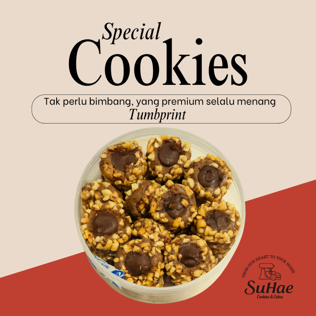 

Thumbprint Premium kue kering Coklat Kacang Butter wisman buter wisjman Snack renyah ngeju banget tanpa pengawet enak cocok untuk hampers lebaran idul fitri natal dan imlek by suhae cookies