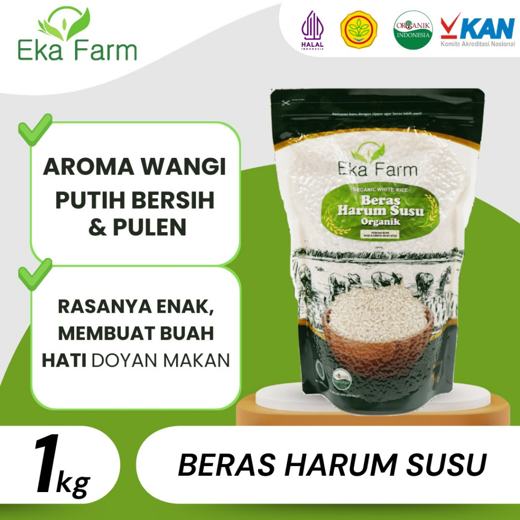 

Eka Farm - Beras Mentik Wangi Susu Harum Susu Organik Kemasan Vakum 1kg