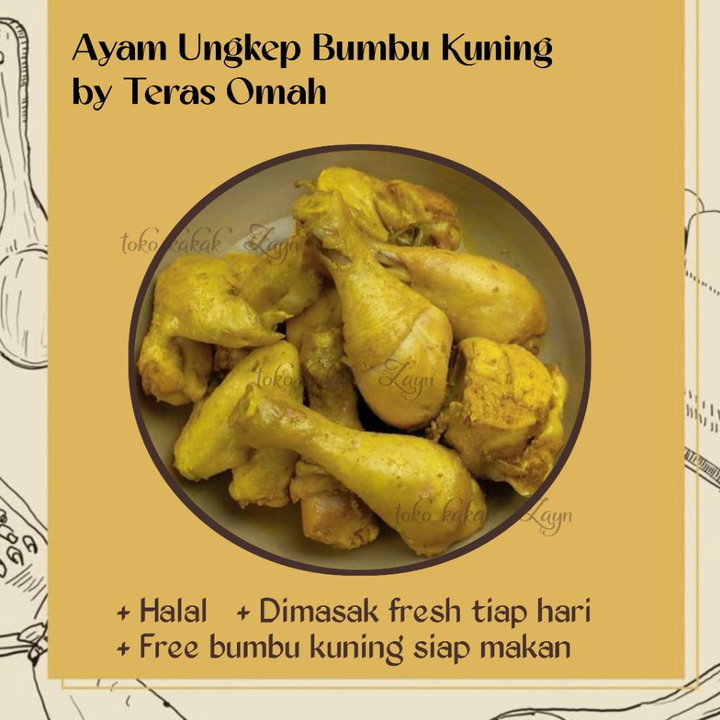 

[Teras Omah] 1kg Ayam Ungkep Bumbu Kuning siap goreng plus bumbu kuning ala warung